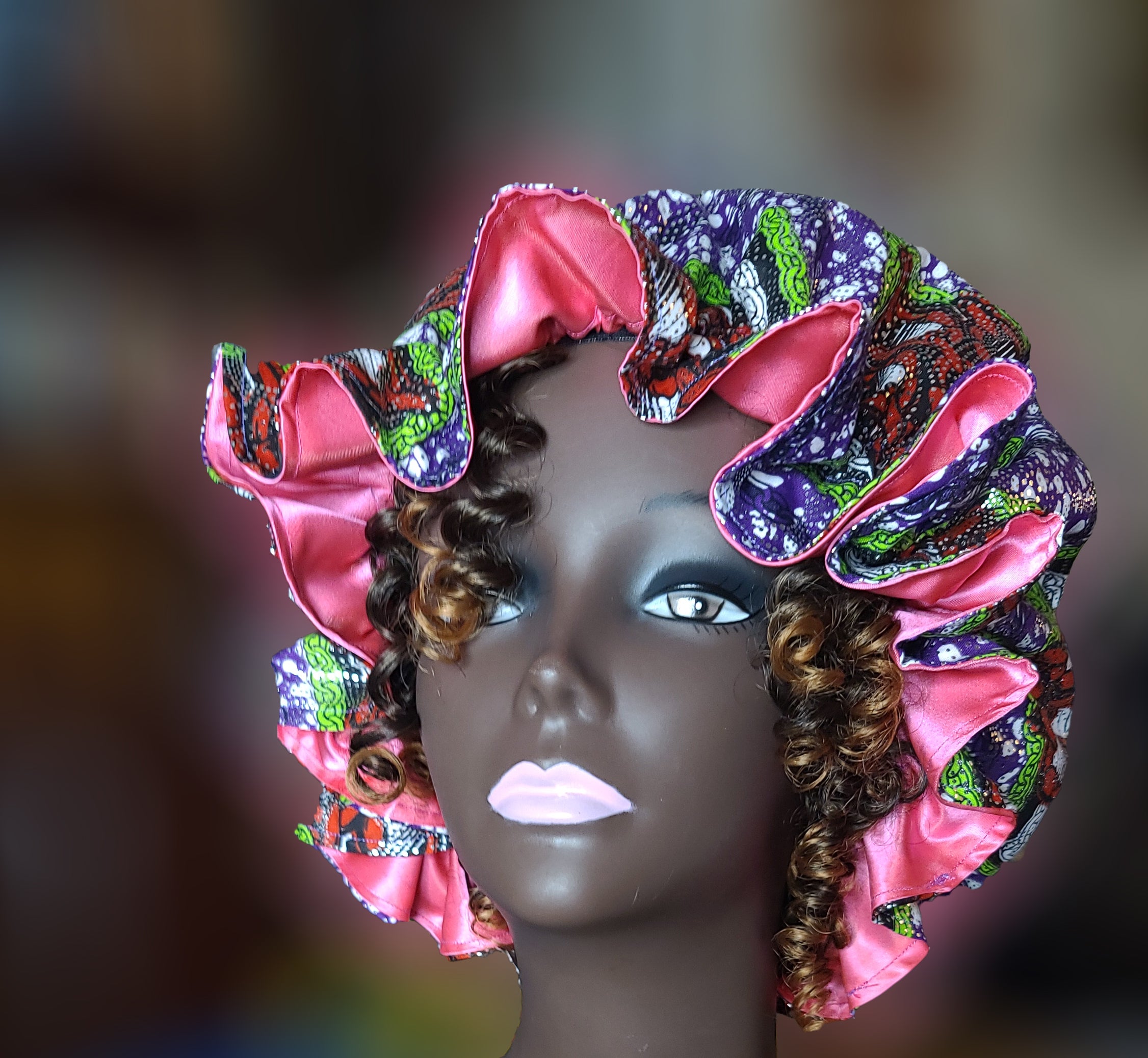 Artisan Satin Lined African Print Bonnet