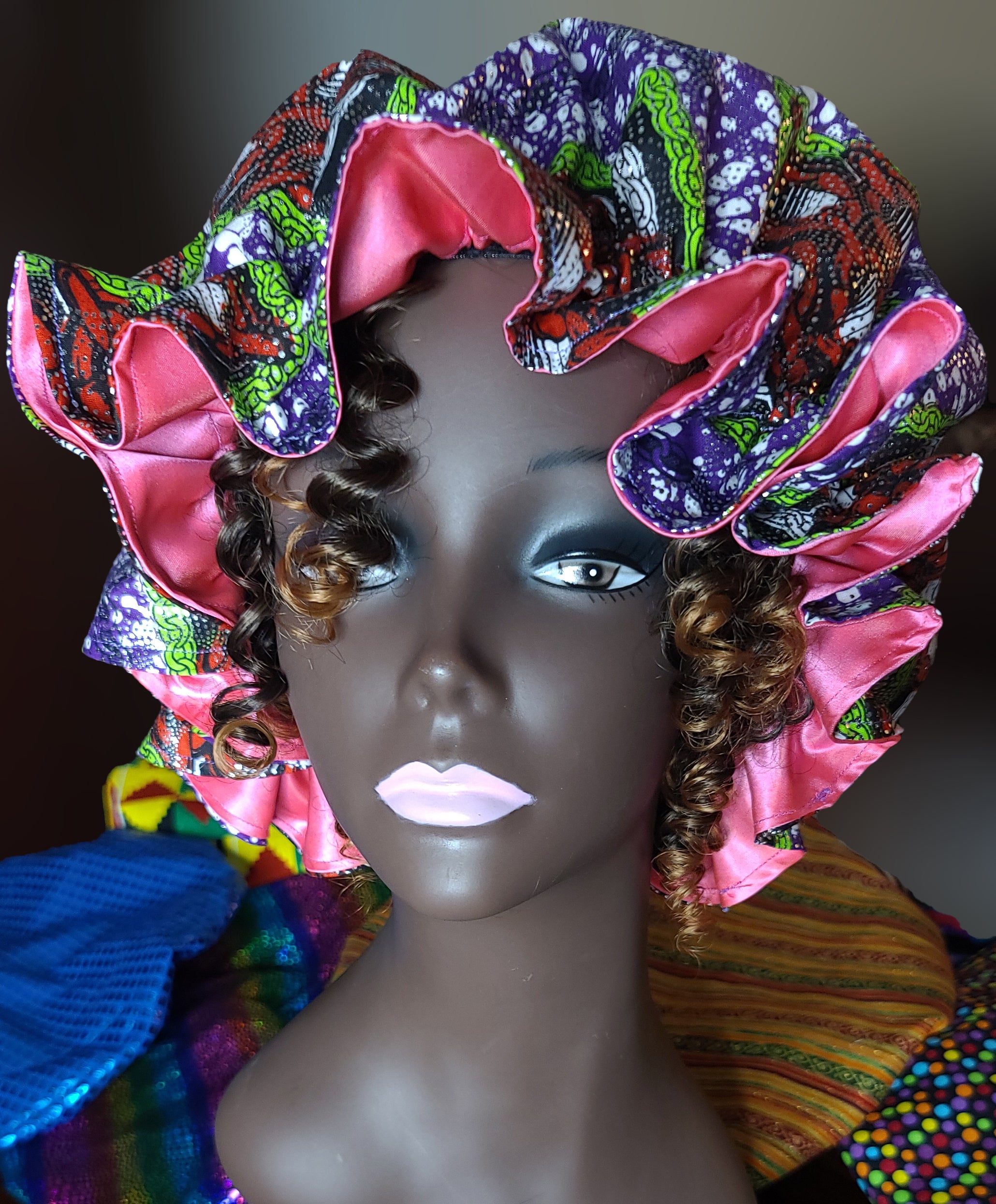 Artisan Satin Lined African Print Bonnet