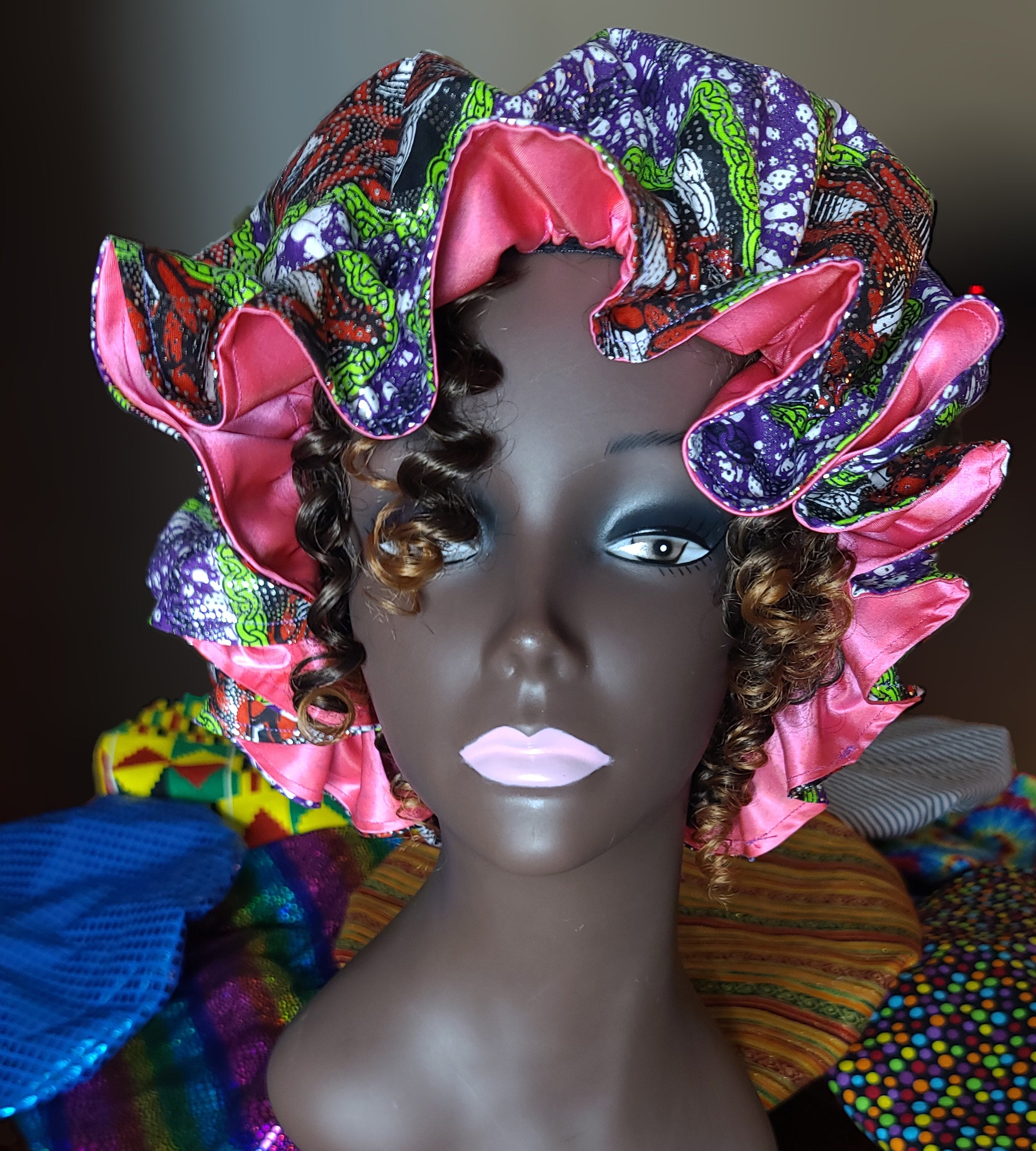 Artisan Satin Lined African Print Bonnet