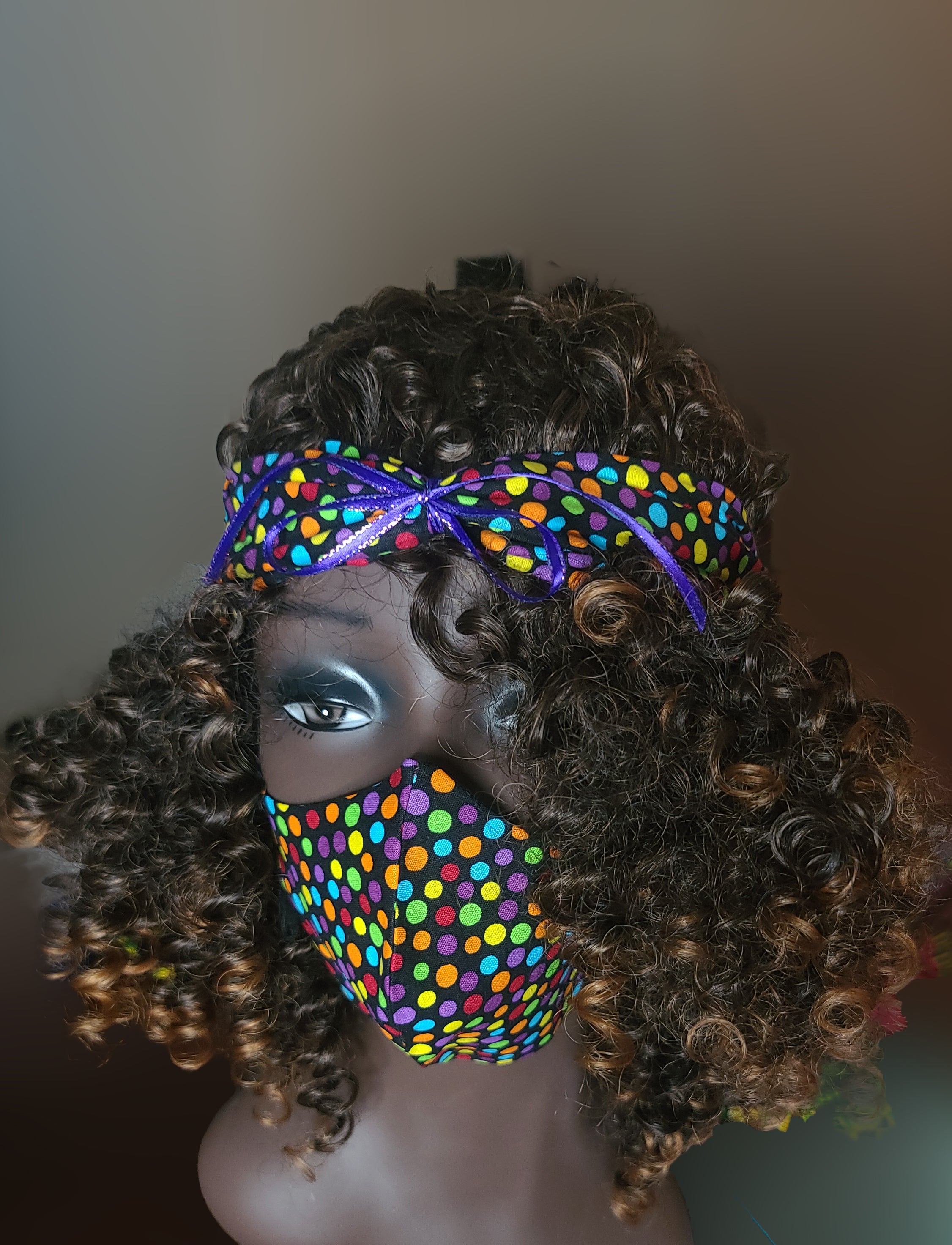 Polkadot Burst Headband & Mask