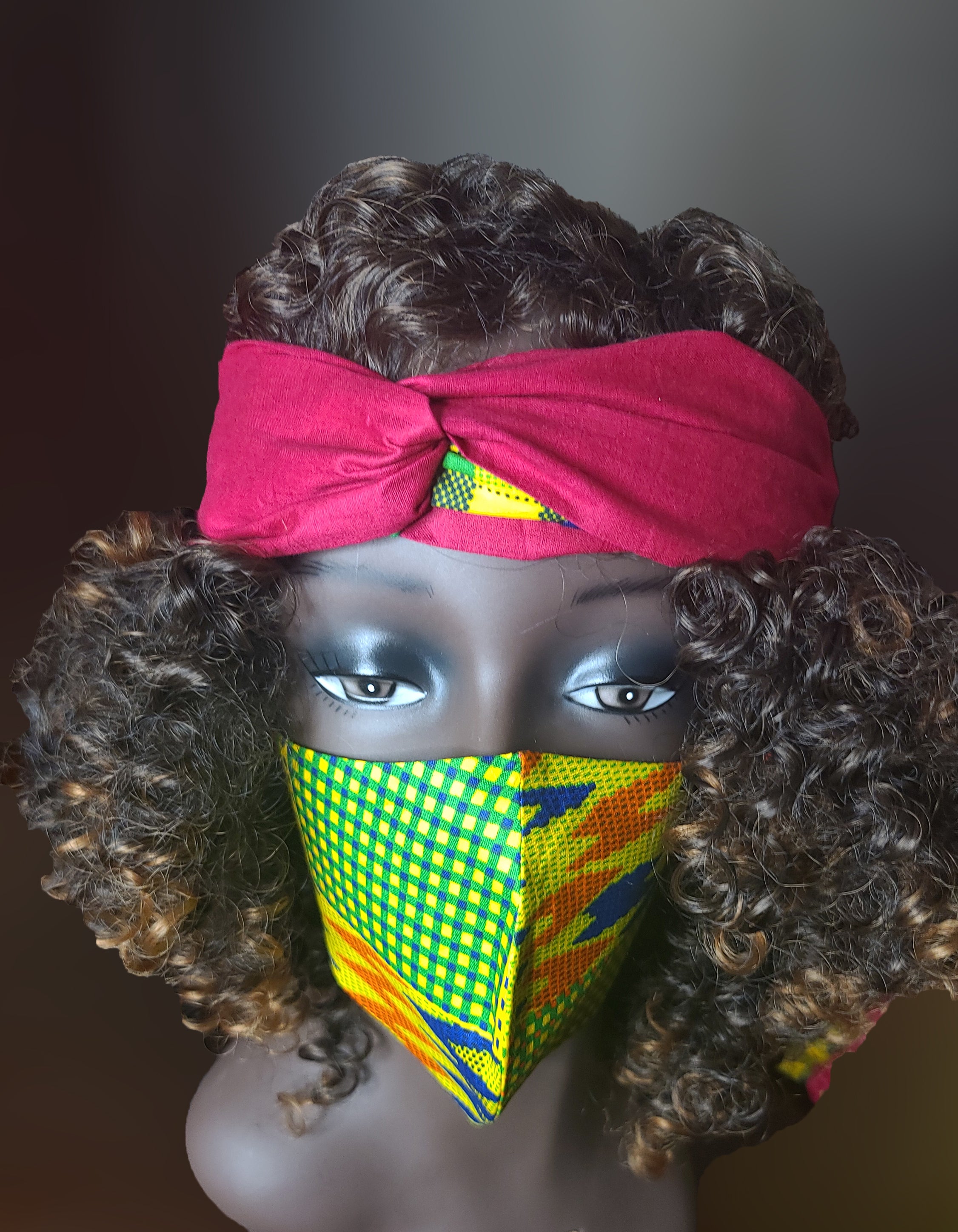 Kente Variation Headband & Mask