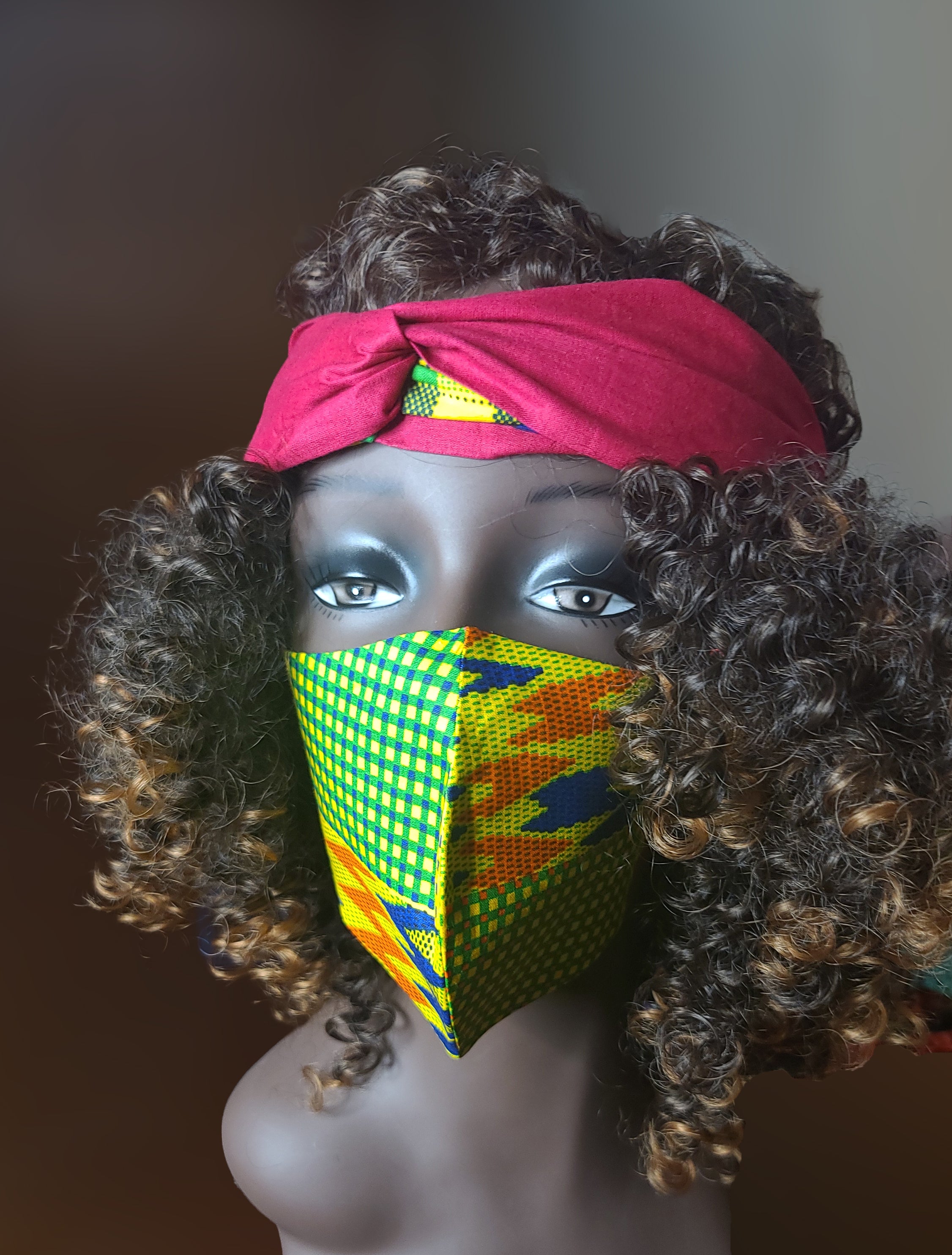 Kente Variation Headband & Mask