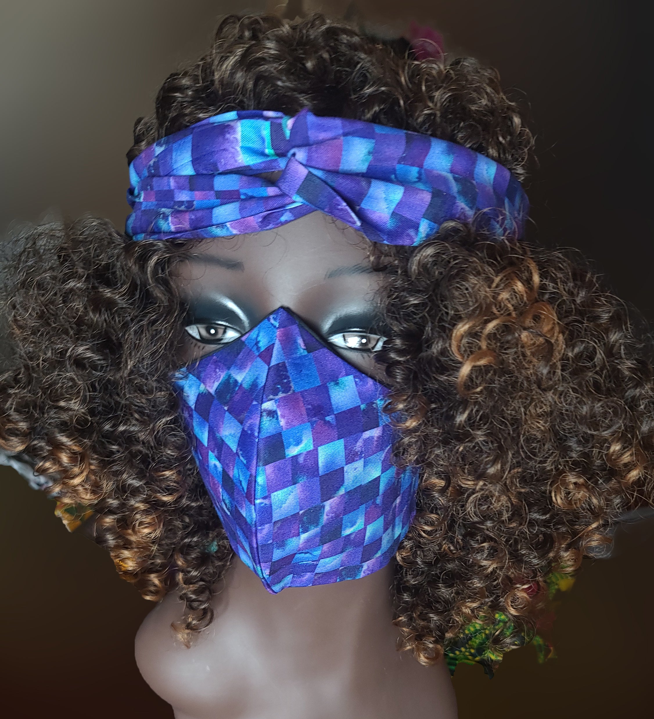 African Print Headband & Mask