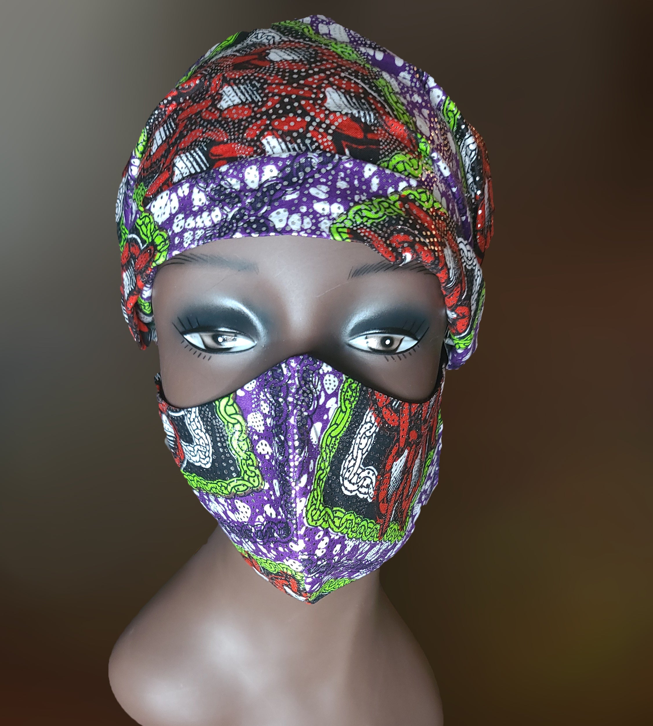 African Print Headband & Mask